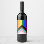 SlipperyJoe's Progress Pride Flag Gay-Geschenke LG Weinetikett (Vorderseite)