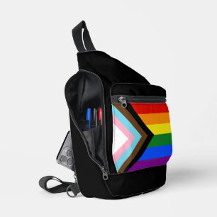 SlipperyJoe's Progress Pride Flag sechs klassische Crossbody Bag