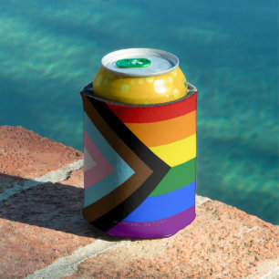 SlipperyJoe's Progress Pride Flag sechs klassische Dosenkühler
