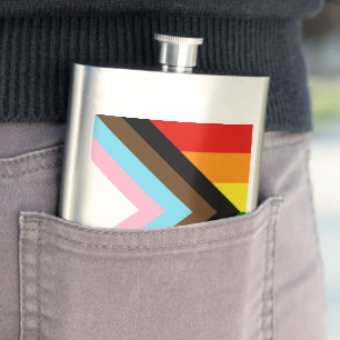 SlipperyJoe's Progress Pride Flag sechs klassische Flachmann