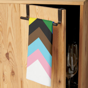 SlipperyJoe's Progress Pride Flag sechs klassische Geschirrtuch
