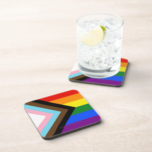 SlipperyJoe's Progress Pride Flag sechs klassische Getränkeuntersetzer