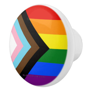 SlipperyJoe's Progress Pride Flag sechs klassische Keramikknauf