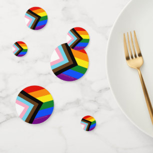 SlipperyJoe's Progress Pride Flag sechs klassische Konfetti