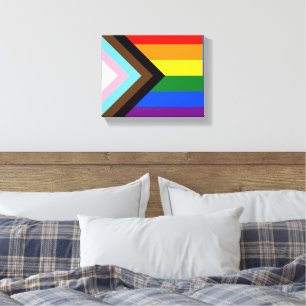 SlipperyJoe's Progress Pride Flag sechs klassische Leinwanddruck