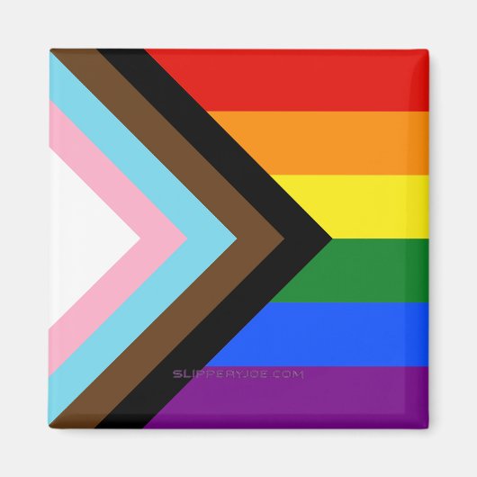 SlipperyJoe's Progress Pride Flag sechs klassische Magnet (Vorne)