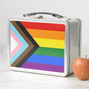SlipperyJoe's Progress Pride Flag sechs klassische Metall Brotdose