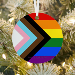 SlipperyJoe's Progress Pride Flag sechs klassische Ornament Aus Metall