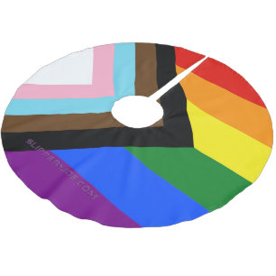 SlipperyJoe's Progress Pride Flag sechs klassische Polyester Weihnachtsbaumdecke