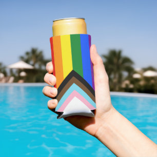SlipperyJoe's Progress Pride Flag sechs klassische Selters Dosenkühler
