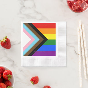 SlipperyJoe's Progress Pride Flag sechs klassische Serviette