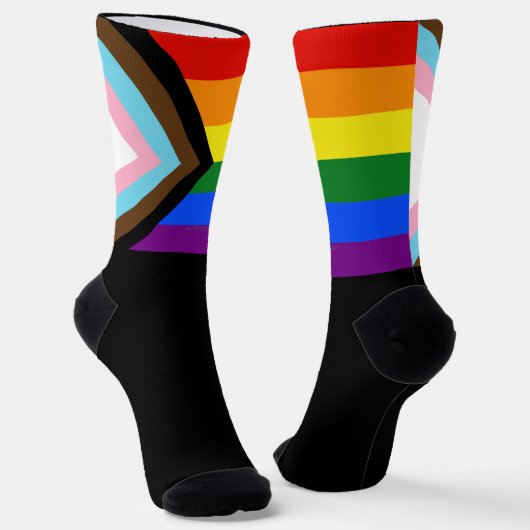 SlipperyJoe's Progress Pride Flag sechs klassische Socken (Gewinkelt)