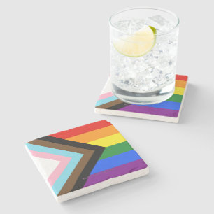 SlipperyJoe's Progress Pride Flag sechs klassische Steinuntersetzer