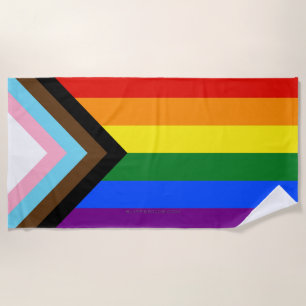 SlipperyJoe's Progress Pride Flag sechs klassische Strandtuch