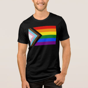 SlipperyJoe's Progress Pride Flag sechs klassische Tri-Blend Shirt