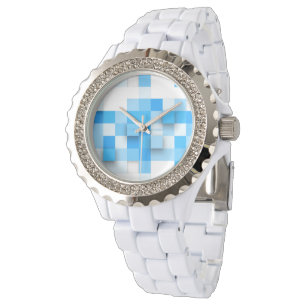 SlipperyJoe's Quadrate Kunstwerk Mosaik modern dre Armbanduhr