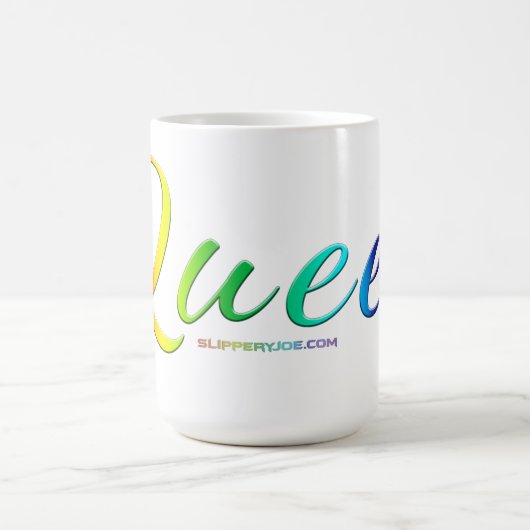 SlipperyJoe's quee Stolzfarben Wort bunt vib Kaffeetasse (Mittel)