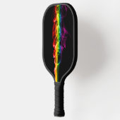 SlipperyJoe's rauchlebendige Regenbogenfarben feie Pickleball Schläger (Links)