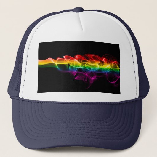 SlipperyJoe's rauchlebendige Regenbogenfarben feie Truckerkappe (Vorderseite)