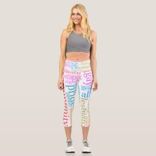 SlipperyJoe's Regenbogen-LGBTQ+-Community-Wortwolk Capri Leggings