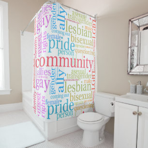 SlipperyJoe's Regenbogen-LGBTQ+-Community-Wortwolk Duschvorhang
