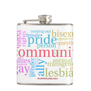 SlipperyJoe's Regenbogen-LGBTQ+-Community-Wortwolk Flachmann