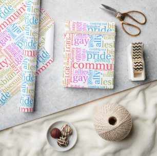 SlipperyJoe's Regenbogen-LGBTQ+-Community-Wortwolk Geschenkpapier