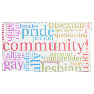 SlipperyJoe's Regenbogen-LGBTQ+-Community-Wortwolk Kissenbezug
