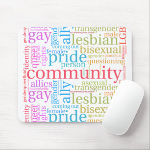 SlipperyJoe's Regenbogen-LGBTQ+-Community-Wortwolk Mousepad
