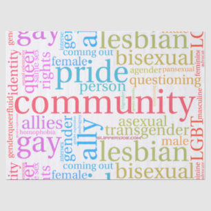SlipperyJoe's Regenbogen-LGBTQ+-Community-Wortwolk Seidenpapier