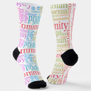 SlipperyJoe's Regenbogen-LGBTQ+-Community-Wortwolk Socken