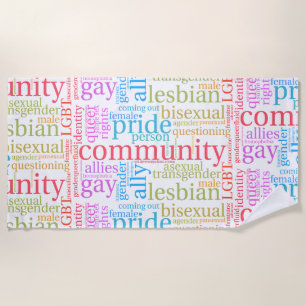 SlipperyJoe's Regenbogen-LGBTQ+-Community-Wortwolk Strandtuch