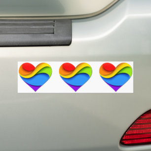 SlipperyJoe's Regenbogen-Schicht-Herzform rot oran Autoaufkleber