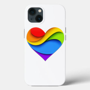 SlipperyJoe's Regenbogen-Schicht-Herzform rot oran Case-Mate iPhone Hülle