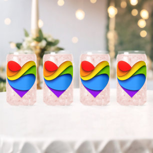SlipperyJoe's Regenbogen-Schicht-Herzform rot oran Dosenglas