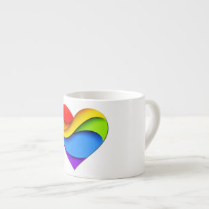 SlipperyJoe's Regenbogen-Schicht-Herzform rot oran Espressotasse