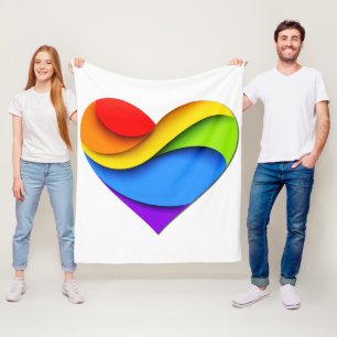 SlipperyJoe's Regenbogen-Schicht-Herzform rot oran Fleecedecke