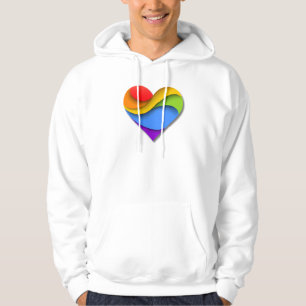 SlipperyJoe's Regenbogen-Schicht-Herzform rot oran Hoodie