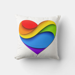 SlipperyJoe's Regenbogen-Schicht-Herzform rot oran Kissen
