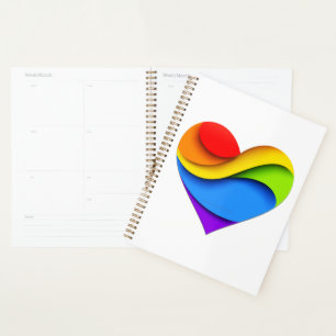 SlipperyJoe's Regenbogen-Schicht-Herzform rot oran Planer