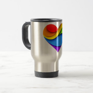 SlipperyJoe's Regenbogen-Schicht-Herzform rot oran Reisebecher