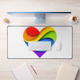 SlipperyJoe's Regenbogen-Schicht-Herzform rot oran Schreibtischunterlage
