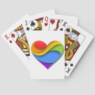SlipperyJoe's Regenbogen-Schicht-Herzform rot oran Spielkarten