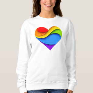 SlipperyJoe's Regenbogen-Schicht-Herzform rot oran Sweatshirt