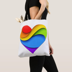 SlipperyJoe's Regenbogen-Schicht-Herzform rot oran Tasche