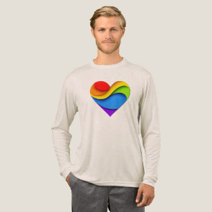 SlipperyJoe's Regenbogen-Schicht-Herzform rot oran Tri-Blend Shirt