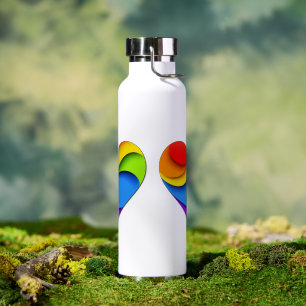 SlipperyJoe's Regenbogen-Schichten-Herzform rot or Trinkflasche