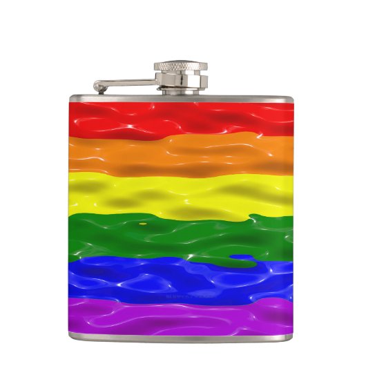 SlipperyJoe's Regenbogenfarben glänzen Flüssigkeit Flachmann (Vorderseite)
