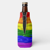 SlipperyJoe's Regenbogenfarben glänzen Flüssigkeit Flaschenkühler (Flasche Rückseite)