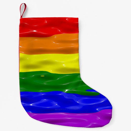 SlipperyJoe's Regenbogenfarben glänzen Flüssigkeit Kleiner Weihnachtsstrumpf (Vorderseite)